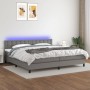 Letto a Molle Materasso e LED Grigio Scuro 200x200cm in Tessuto