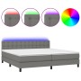 Letto a Molle Materasso e LED Grigio Scuro 200x200cm in Tessuto