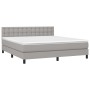 Letto a Molle Materasso e LED Grigio Chiaro 160x200 cm Tessuto