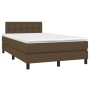 Letto a Molle Materasso e LED Marrone Scuro 120x200 cm Tessuto