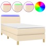 Letto a Molle con Materasso e LED Crema 80x200 cm in Tessuto