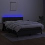 Letto a Molle con Materasso e LED Nero 140x200 cm in Tessuto