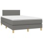 Letto a Molle Materasso e LED Grigio Scuro 120x200cm in Tessuto