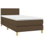 Letto a Molle Materasso e LED Marrone Scuro 90x200cm in Tessuto