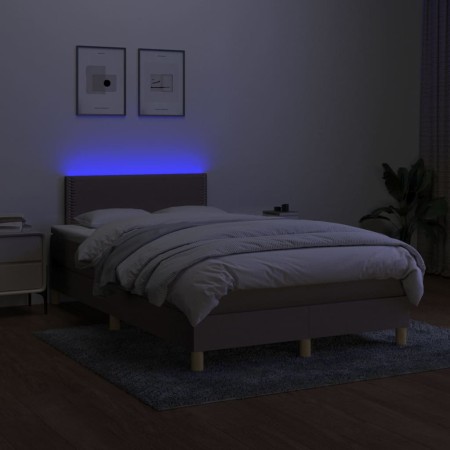 Letto a Molle con Materasso e LED Tortora 120x200cm in Tessuto