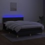 Letto a Molle con Materasso e LED Nero 140x190 cm in Tessuto