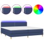 Letto a Molle Materasso e LED Blu 200x200cm in Tessuto