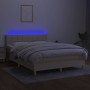 Letto a Molle con Materasso e LED Crema 140x200 cm in Tessuto