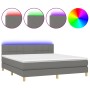 Letto a Molle Materasso e LED Grigio Scuro 180x200cm in Tessuto