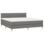 Letto a Molle Materasso e LED Grigio Scuro 180x200cm in Tessuto