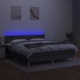 Letto a Molle Materasso e LED Grigio Scuro 180x200cm in Tessuto