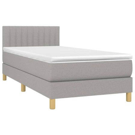 Letto a Molle Materasso e LED Grigio Chiaro 100x200 cm Tessuto