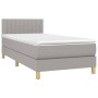 Letto a Molle Materasso e LED Grigio Chiaro 100x200 cm Tessuto
