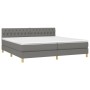 Letto a Molle Materasso e LED Grigio Scuro 200x200cm in Tessuto