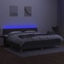 Letto a Molle Materasso e LED Grigio Scuro 200x200cm in Tessuto