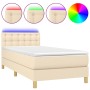 Letto a Molle con Materasso e LED Crema 80x200 cm in Tessuto