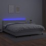 Giroletto Molle con Materasso e LED Bianco 160x200cm Similpelle