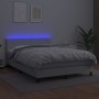 Giroletto Molle con Materasso e LED Bianco 140x200cm Similpelle