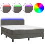 Letto a Molle con Materasso e LED Grigio Scuro 140x190 cm