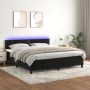 Letto a Molle con Materasso e LED Nero 160x200 cm in Velluto