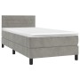 Letto a Molle Materasso e LED Grigio Chiaro 90x200 cm Velluto