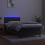 Letto a Molle con Materasso e LED Grigio Scuro 90x190cm Velluto