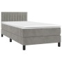 Letto a Molle Materasso e LED Grigio Chiaro 90x190 cm Velluto