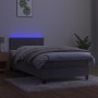 Letto a Molle Materasso e LED Grigio Chiaro 90x190 cm Velluto