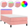 Letto a Molle con Materasso e LED Rosa 100x200 cm in Velluto