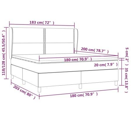 Giroletto a Molle con Materasso Grigio Scuro 180x200 cm Velluto