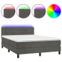 Letto a Molle con Materasso e LED Grigio Scuro 140x190 cm