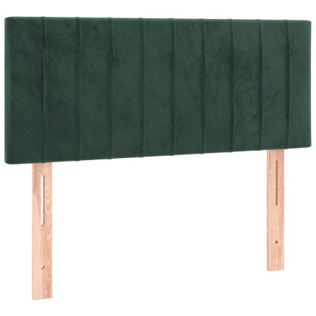 Letto a Molle con Materasso e LED Verde Scuro 100x200cm Velluto