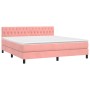 Letto a Molle con Materasso e LED Rosa 180x200 cm in Velluto