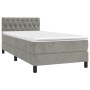 Letto a Molle Materasso e LED Grigio Chiaro 100x200 cm Velluto