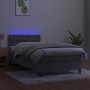 Letto a Molle Materasso e LED Grigio Chiaro 100x200 cm Velluto