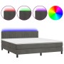 Letto a Molle con Materasso e LED Grigio Scuro 180x200 cm