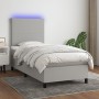 Letto a Molle Materasso e LED Grigio Chiaro 90x190 cm Tessuto