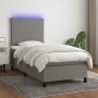 Letto a Molle Materasso e LED Grigio Scuro 100x200cm in Tessuto