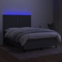 Letto a Molle Materasso e LED Grigio Scuro 140x200cm in Tessuto