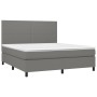 Letto a Molle Materasso e LED Grigio Scuro 160x200cm in Tessuto