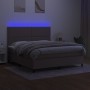 Letto a Molle con Materasso e LED Tortora 180x200 cm in Tessuto