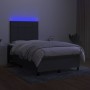 Letto a Molle Materasso e LED Grigio Scuro 120x200cm in Tessuto