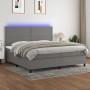 Letto a Molle Materasso e LED Grigio Scuro 200x200cm in Tessuto