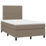 Letto a Molle con Materasso e LED Tortora 120x200cm in Tessuto