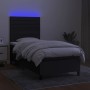 Letto a Molle con Materasso e LED Nero 90x200 cm in Tessuto