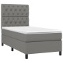 Letto a Molle Materasso e LED Grigio Scuro 80x200 cm in Tessuto