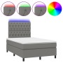 Letto a Molle Materasso e LED Grigio Scuro 120x200cm in Tessuto