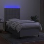 Letto a Molle Materasso e LED Grigio Chiaro 100x200 cm Tessuto