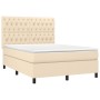 Letto a Molle con Materasso e LED Crema 140x190 cm in Tessuto