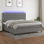 Letto a Molle Materasso e LED Grigio Scuro 200x200cm in Tessuto